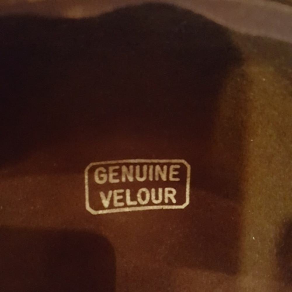 VINTAGE CHOCOLATE BROWN GENUINE VELOUR LEATHER TRIM HAT - Picture 5 of 6
